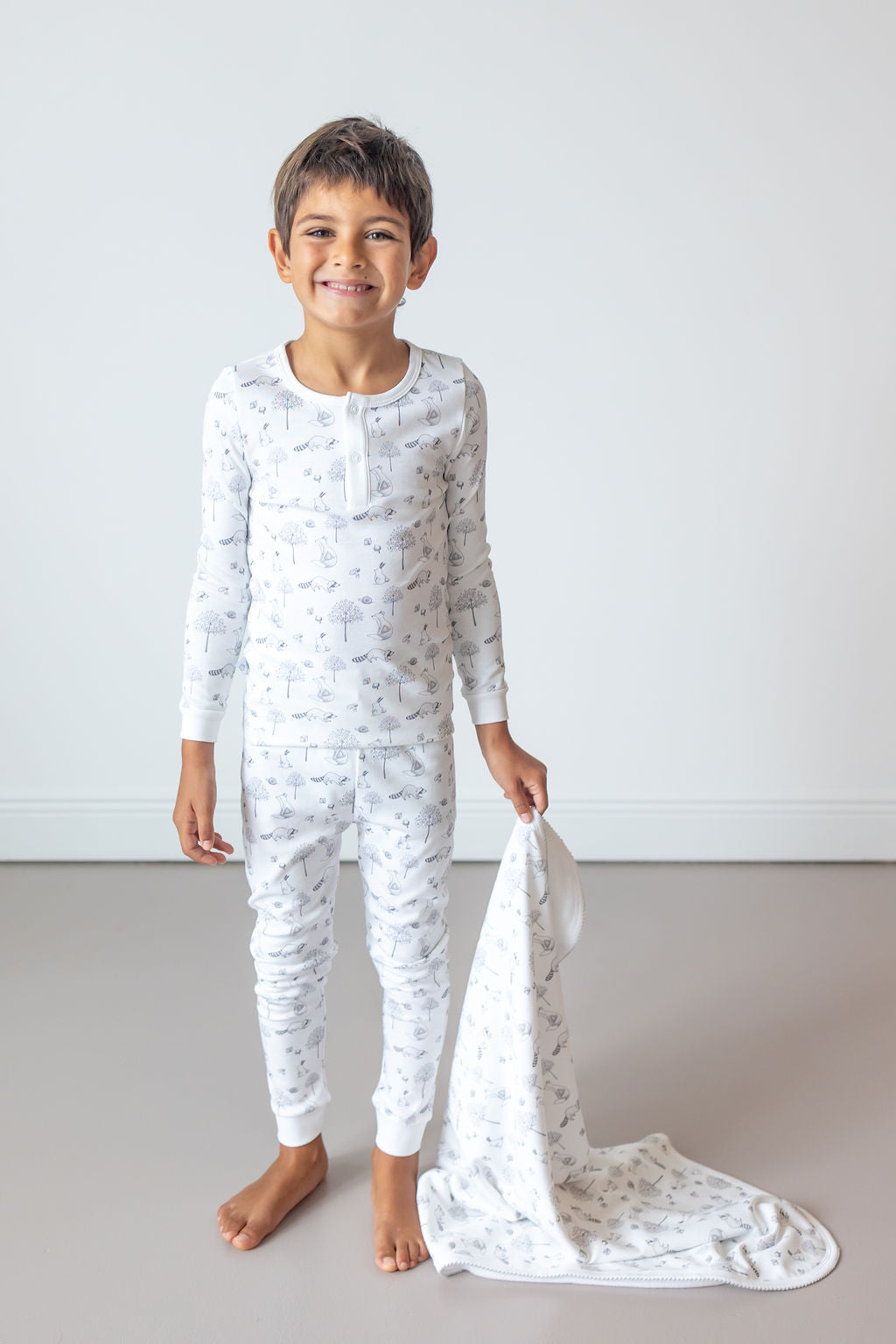 Roller Pups Boy Pima Cotton Kids Long Pajama Set