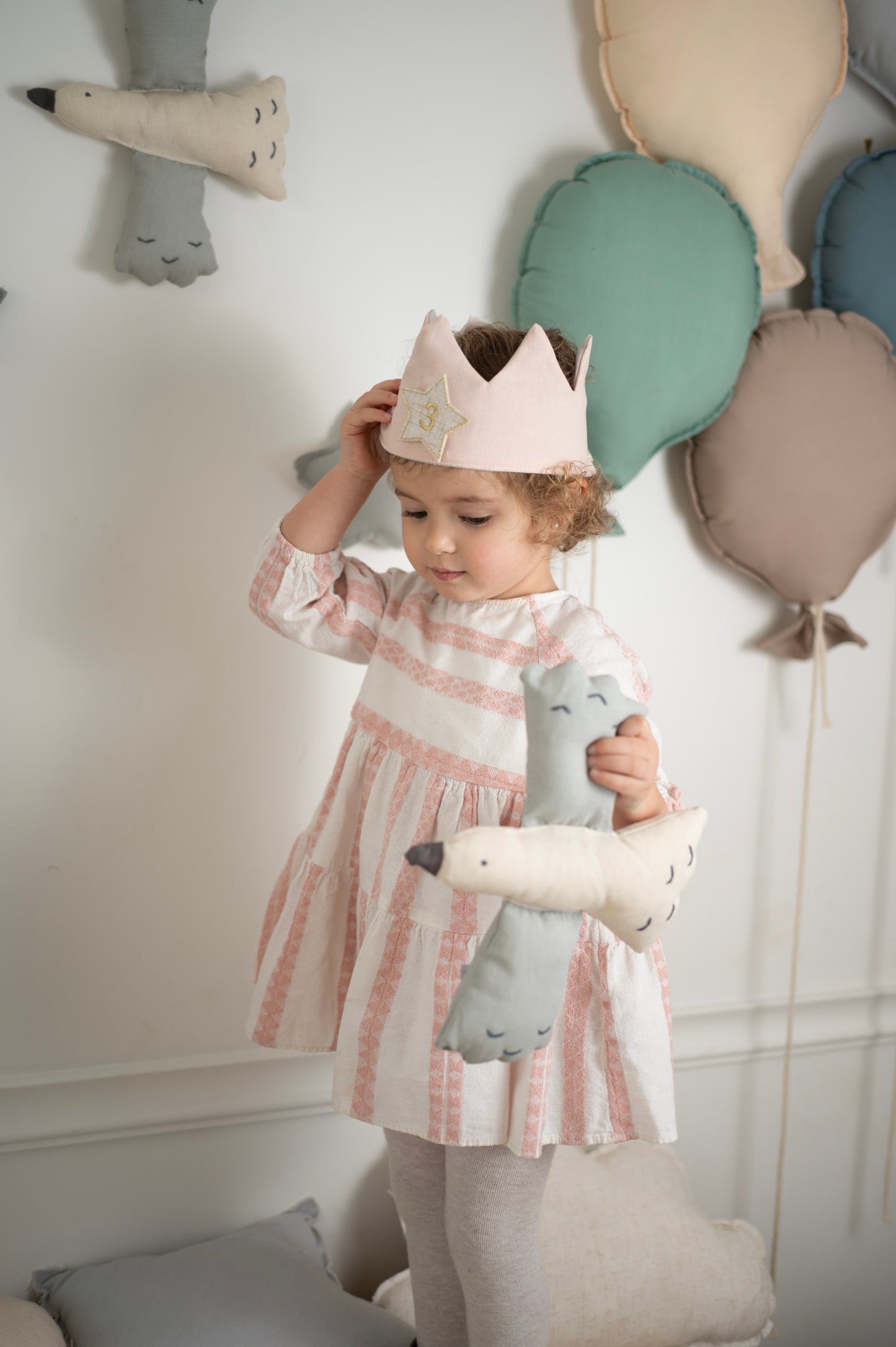 Linen Bird Pink & Light Blue