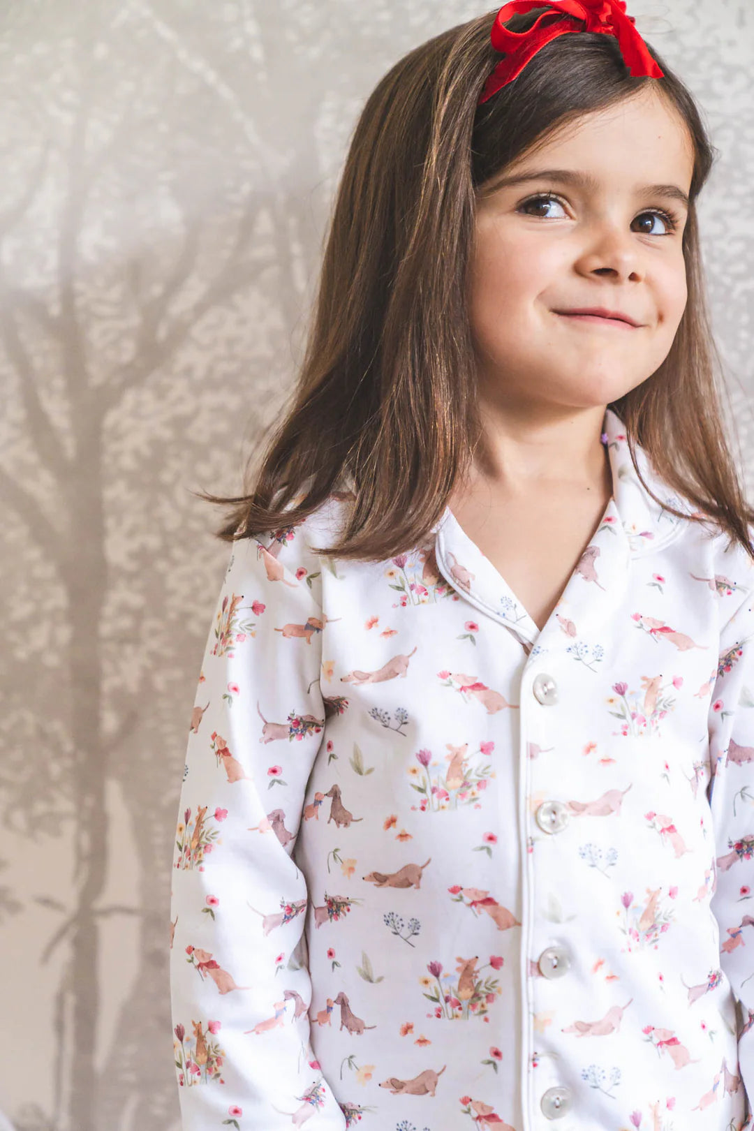 Roller Pups Girl Pima Cotton Kids Long Pajama Set