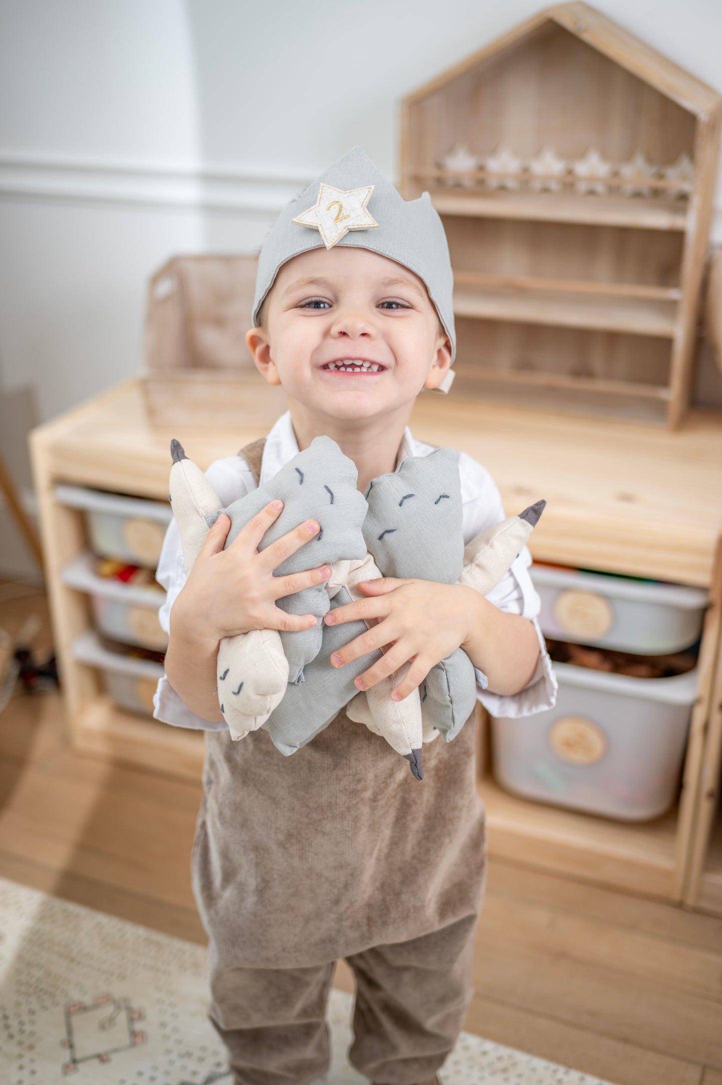 Linen Bird Pink & Light Blue