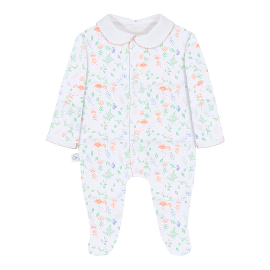 Miss Flamingo Pima Baby Footie w/collar