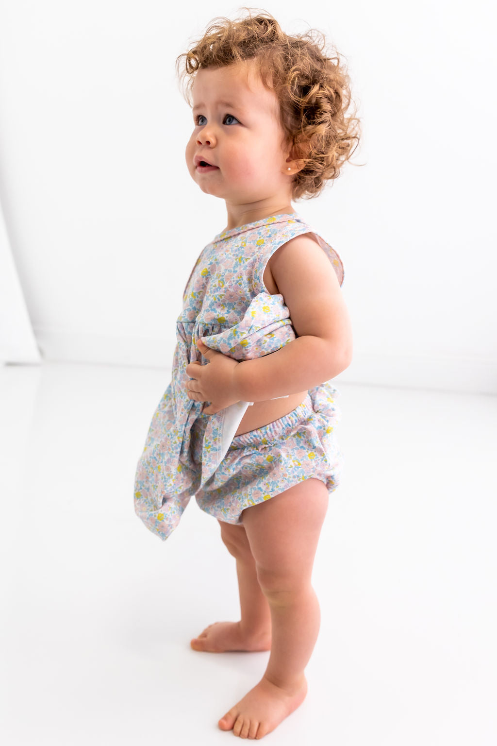 infant cotton dress Liberty Pima Baby w/ Bloomer Complete her look with Plus Size Strapless Ball SIZE:Size 10.5 neckline_Bateau Neck