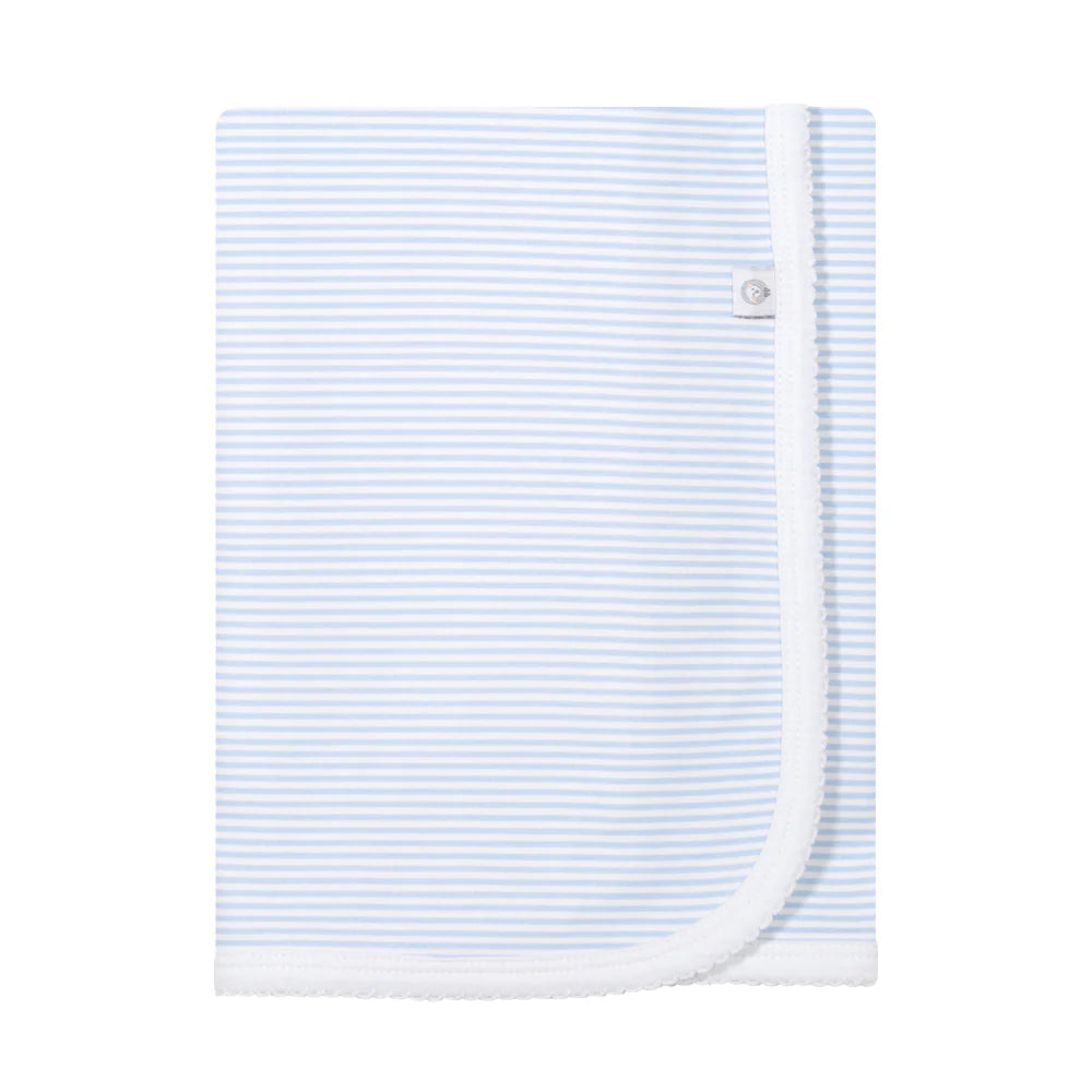 Blue Stripes Pima Cotton Baby Blanket