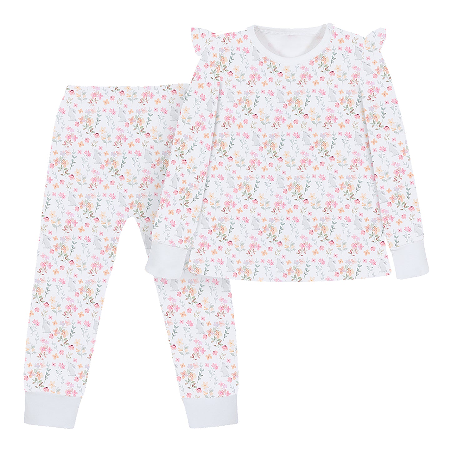 Winter Flowers Pima Long Pajama Set