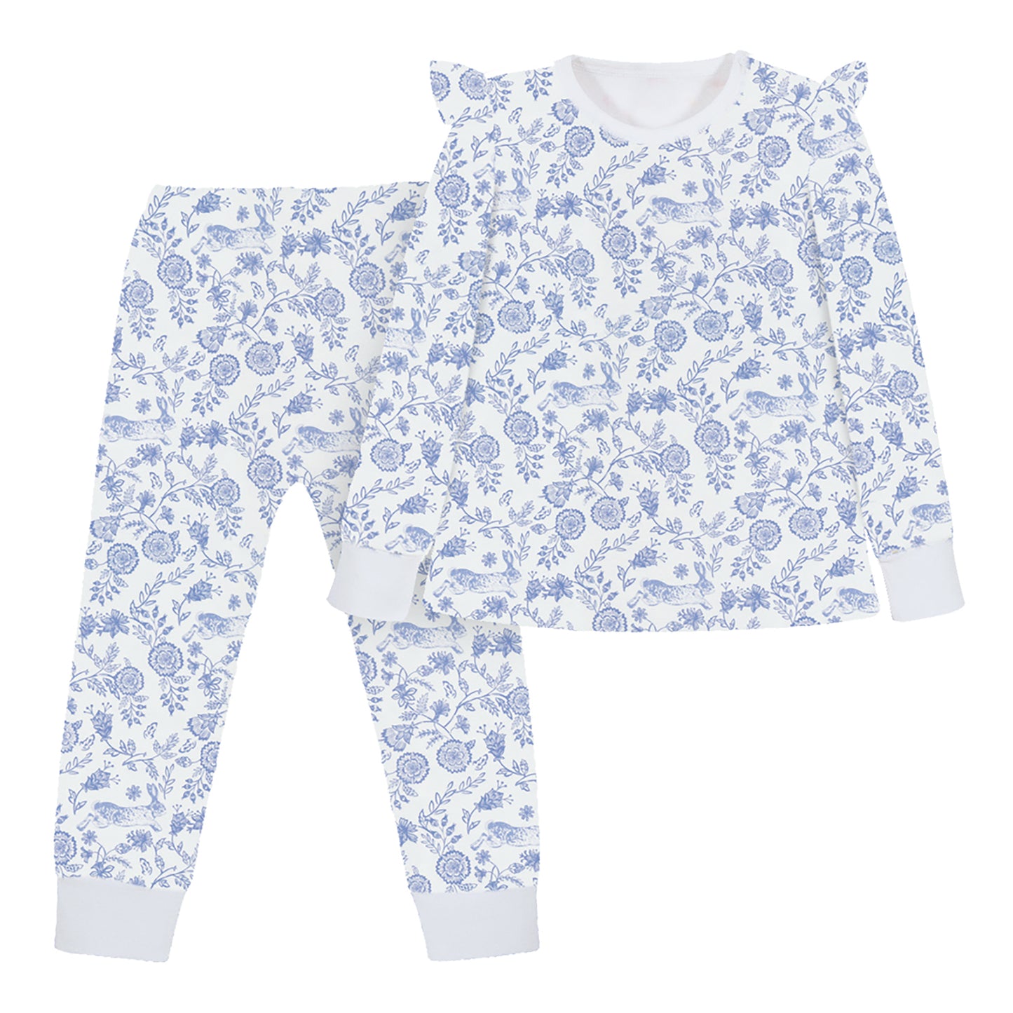 Floral Bunnies Pima Long Pajama Set