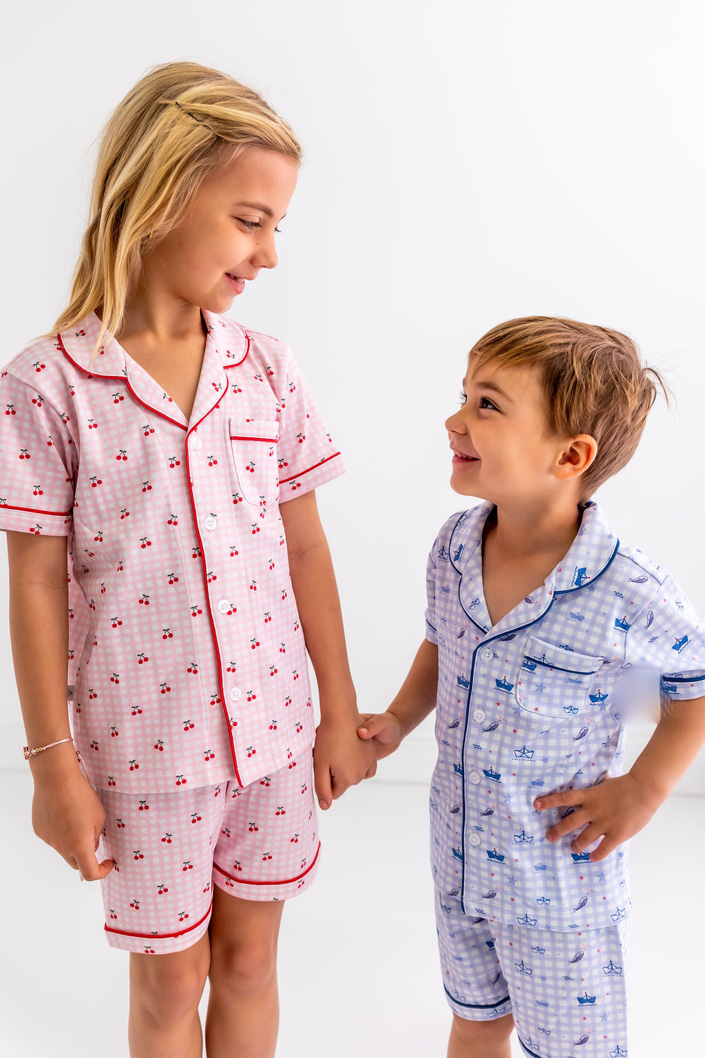 Cherries Girls Pima Cotton Short Pajama Set