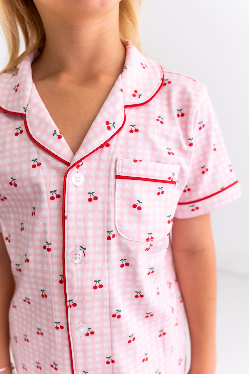Cherries Girls Pima Cotton Short Pajama Set