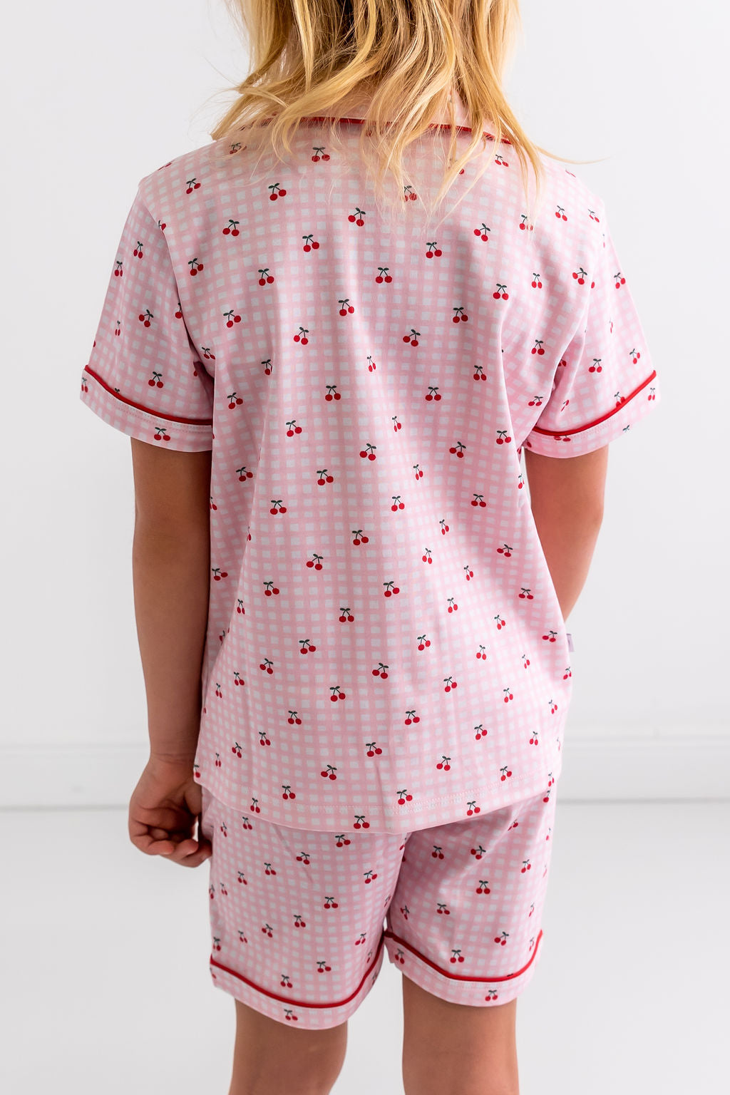 Cherries Girls Pima Cotton Short Pajama Set