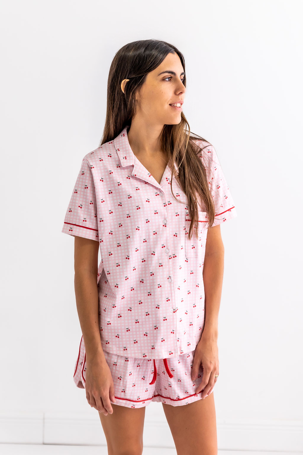 Cherries Woman's Pima Cotton Short Pajama Set