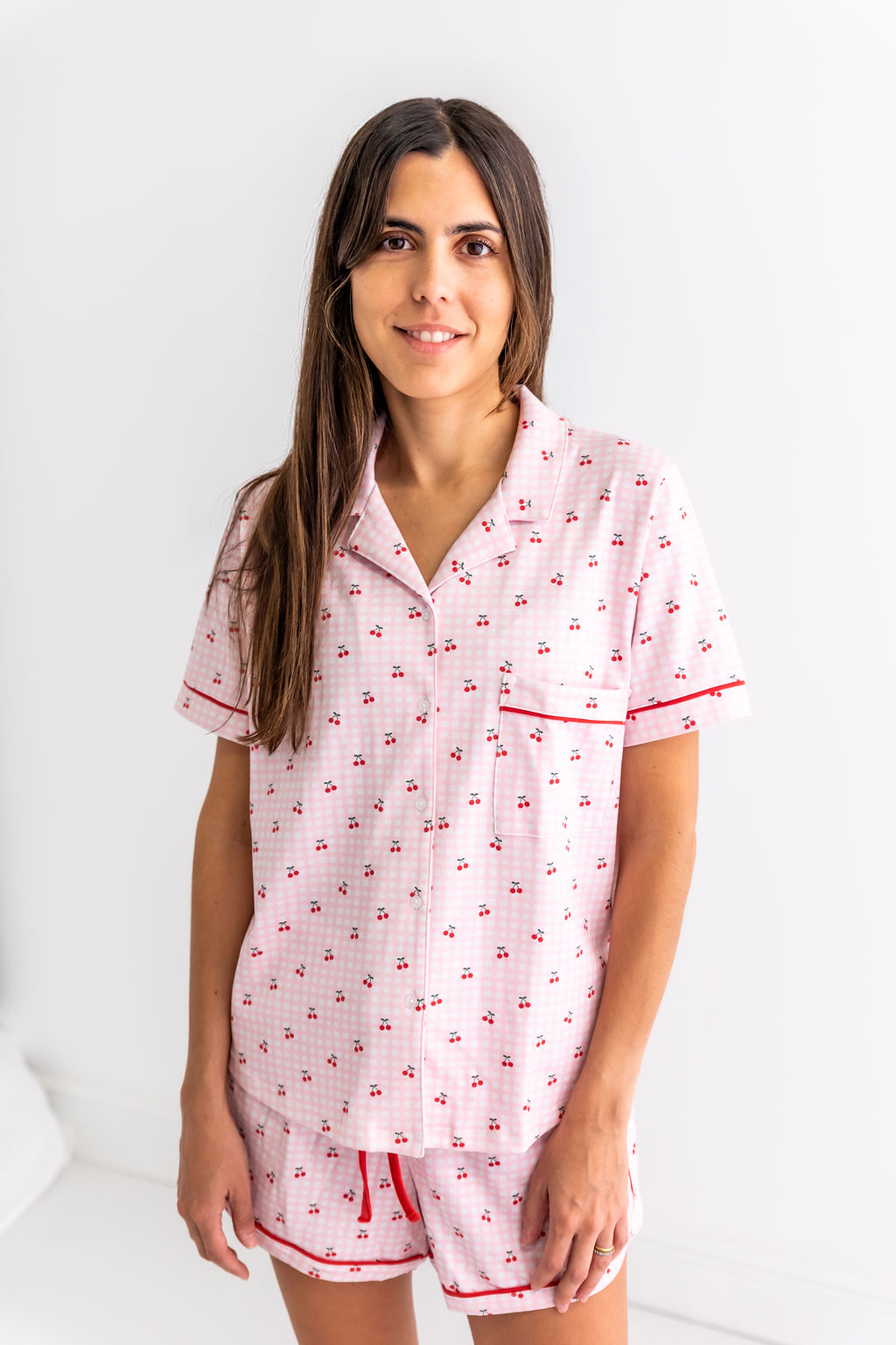 Cherries Woman's Pima Cotton Short Pajama Set