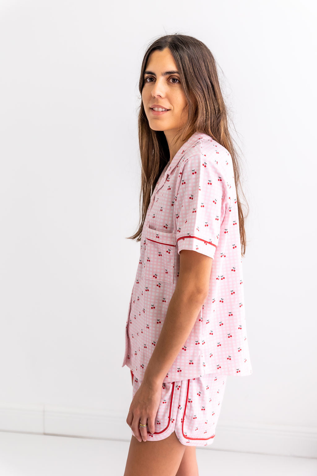 Cherries Woman's Pima Cotton Short Pajama Set