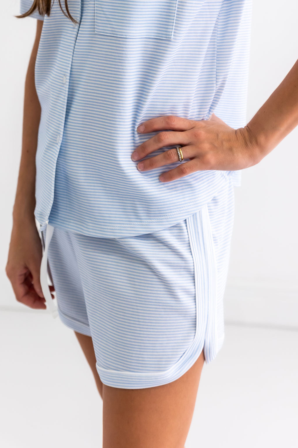Blue Stripes Woman's Pima Cotton Short Pajama Set