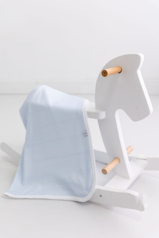 Blue Stripes Pima Cotton Baby Blanket