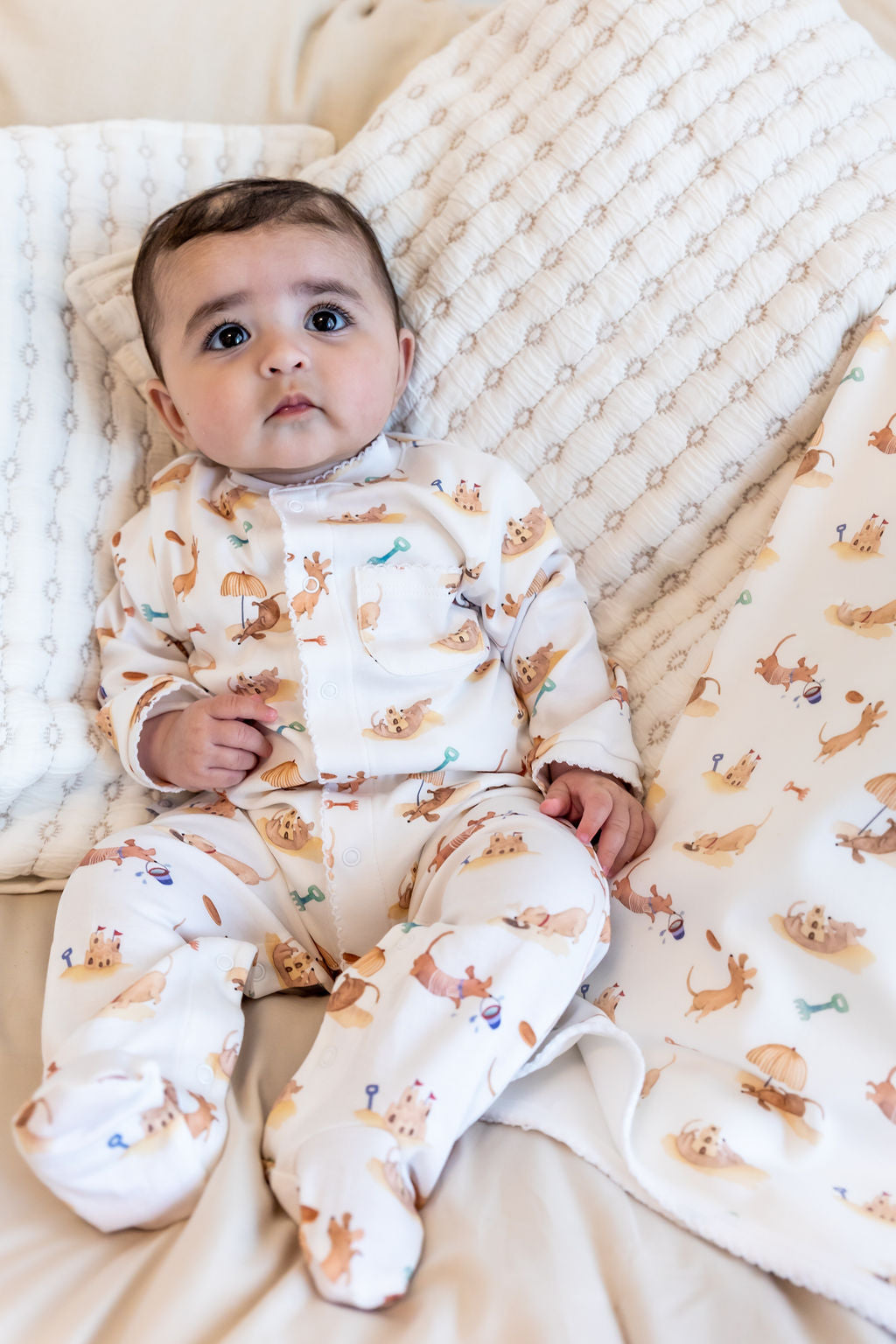 Beach Dogs Pima Cotton Baby One-Piece Pajamas