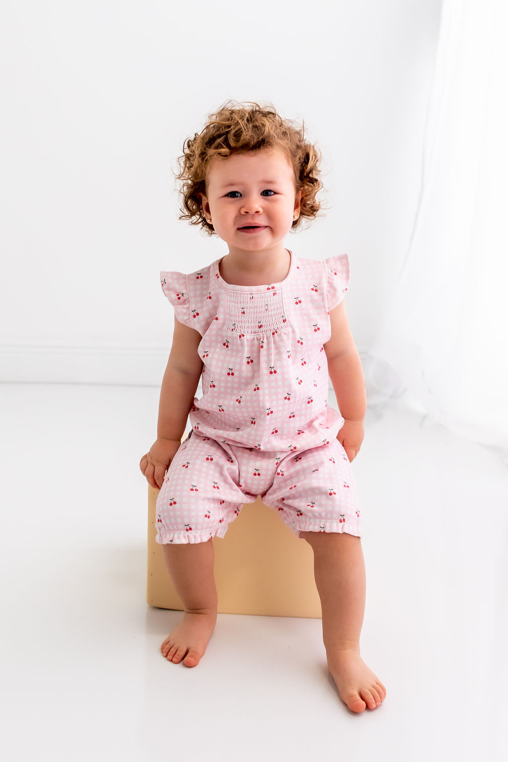 Cherries Pima Cotton Short Romper