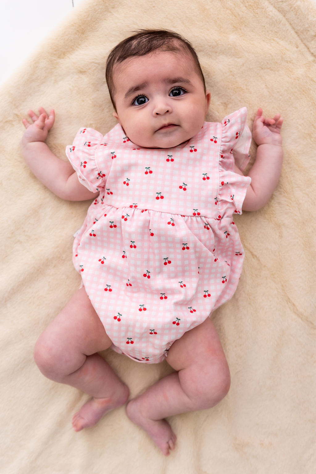 Cherries Pima Cotton Baby Bloomer w/ Cross Straps