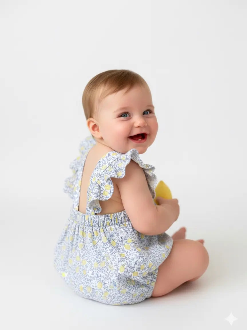 Lemons Pima Cotton Baby Bloomer w/ Cross Straps