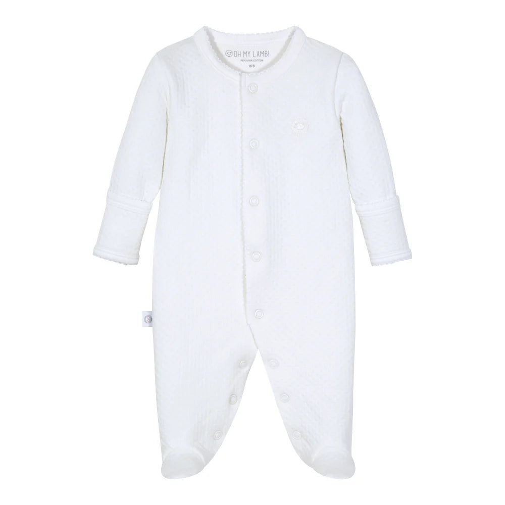 White Quilted Pima Cotton Baby One-Piece Pajamas