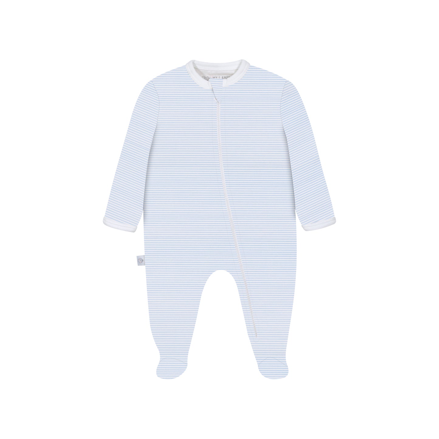 Blue Stripes Pima Cotton Baby One-Piece Pajamas