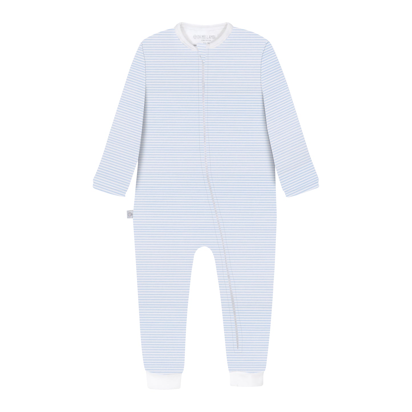 Blue Stripes Pima Cotton Baby One-Piece Pajamas