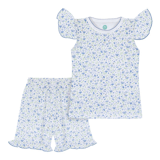 Blue Flowers short pajama set