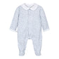 Blue Gingham Baby Footie w/Collar