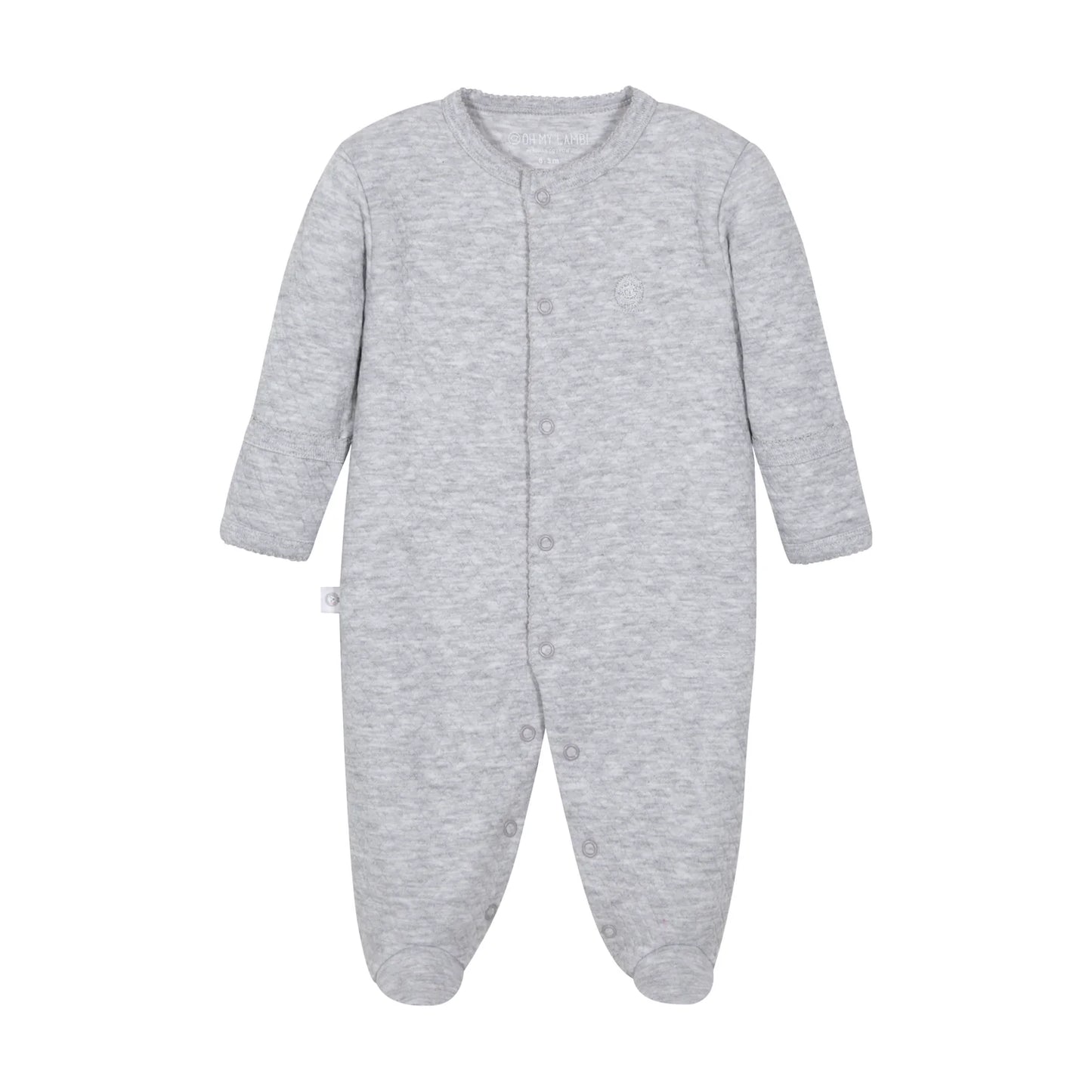 Gray Quilted Pima Cotton Baby One-Piece Pajamas