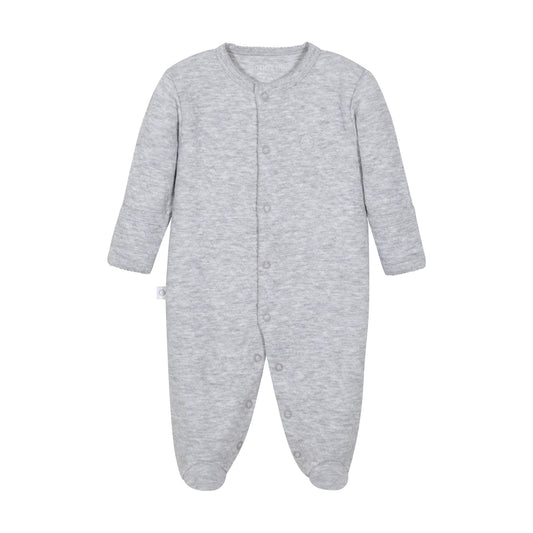 Gray Quilted Pima Cotton Baby One-Piece Pajamas