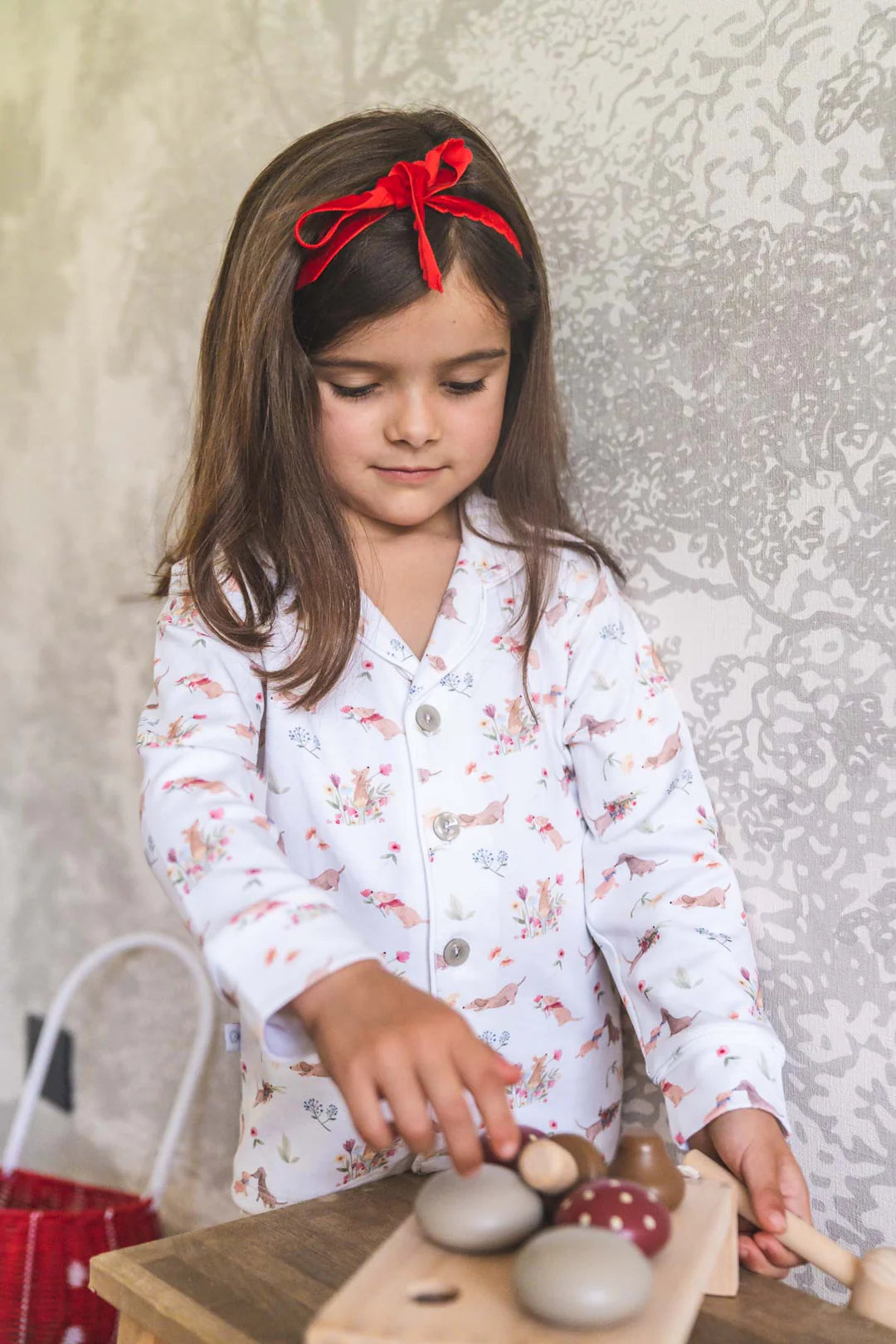 Roller Pups Girl Pima Cotton Kids Long Pajama Set
