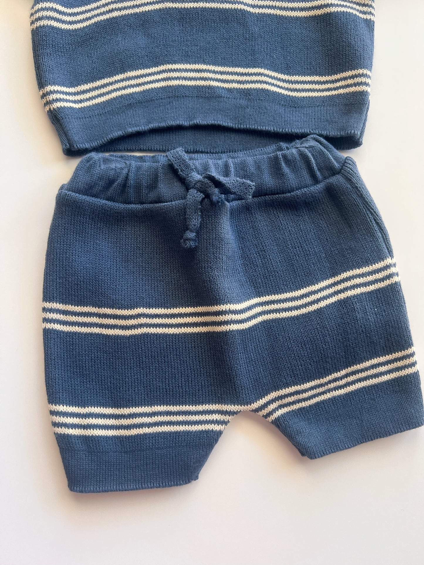 Knit Short Set Navy Stripes