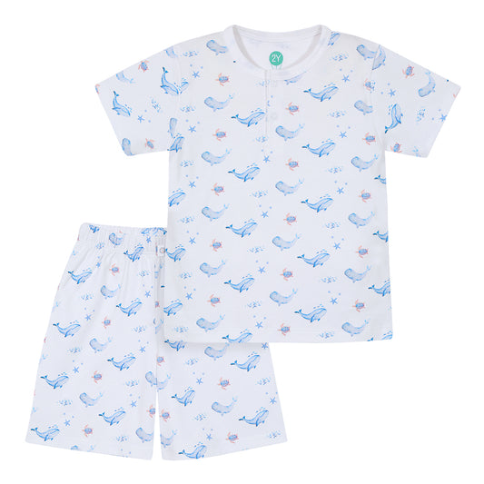 Whales and Turtles short pajama set