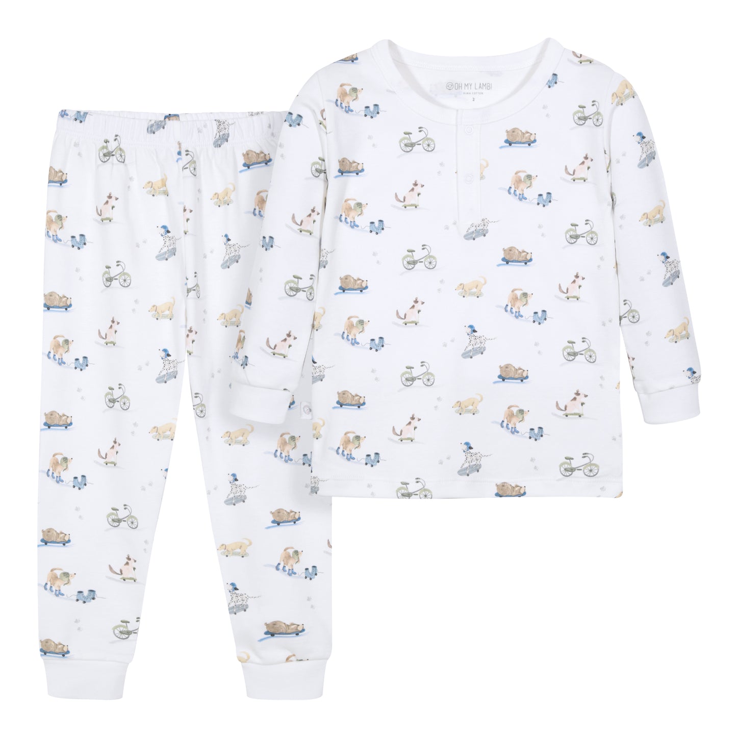 Roller Pups Boy Pima Cotton Kids Long Pajama Set