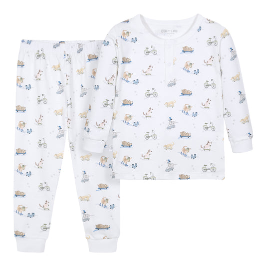 Roller Pups Boy Pima Cotton Kids Long Pajama Set