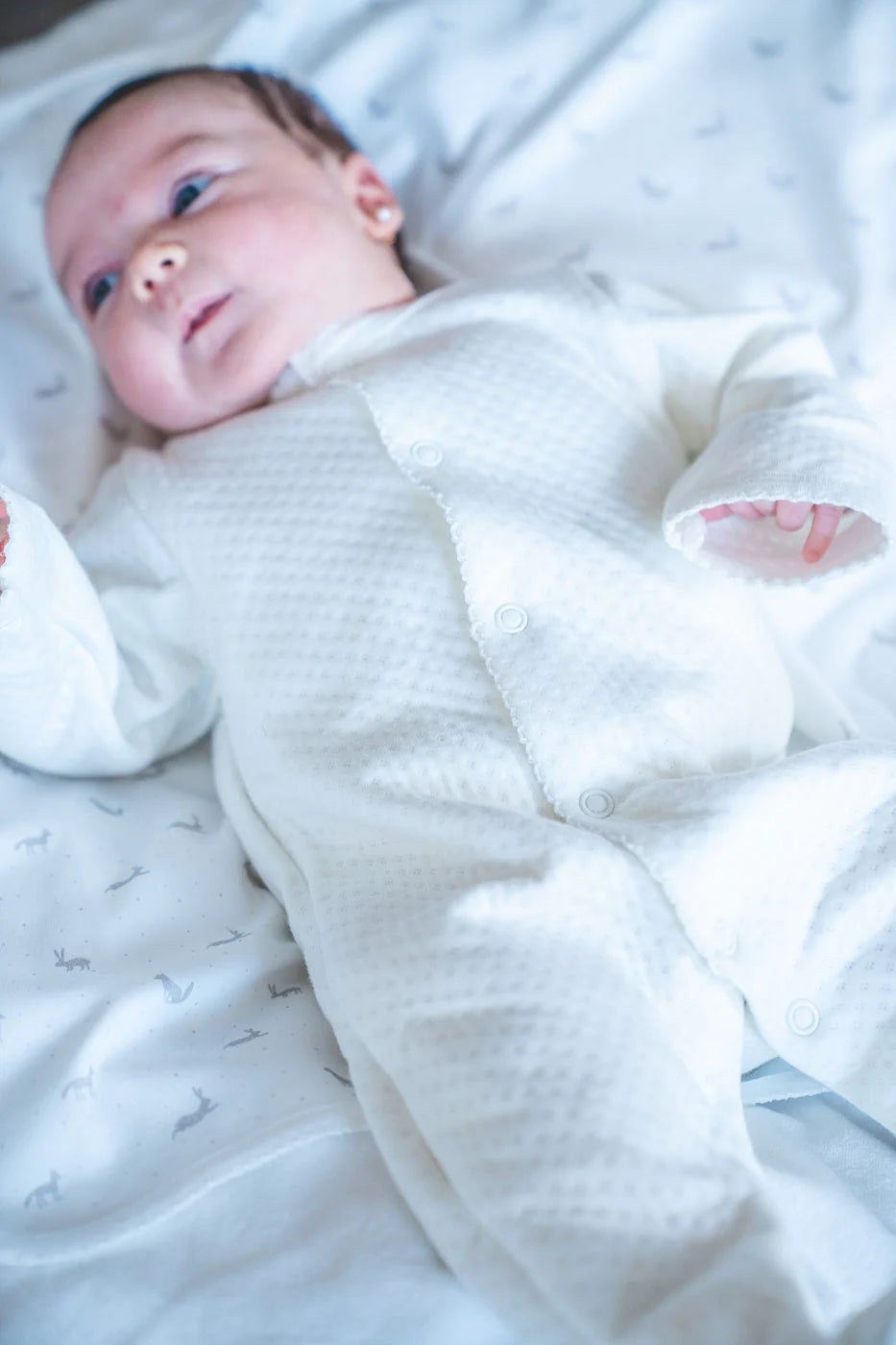 Gray Quilted Pima Cotton Baby One-Piece Pajamas