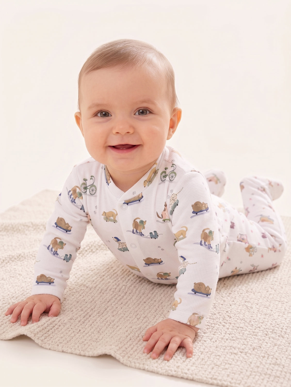Roller Pups Boy  Pima Cotton Baby One-Piece Pajamas