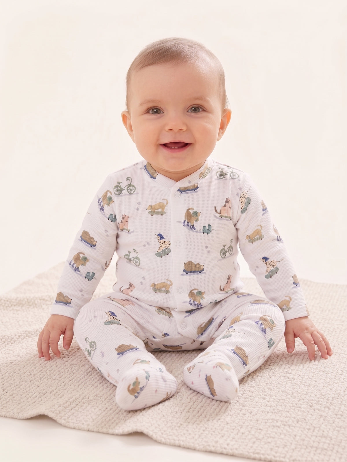 Roller Pups Boy  Pima Cotton Baby One-Piece Pajamas