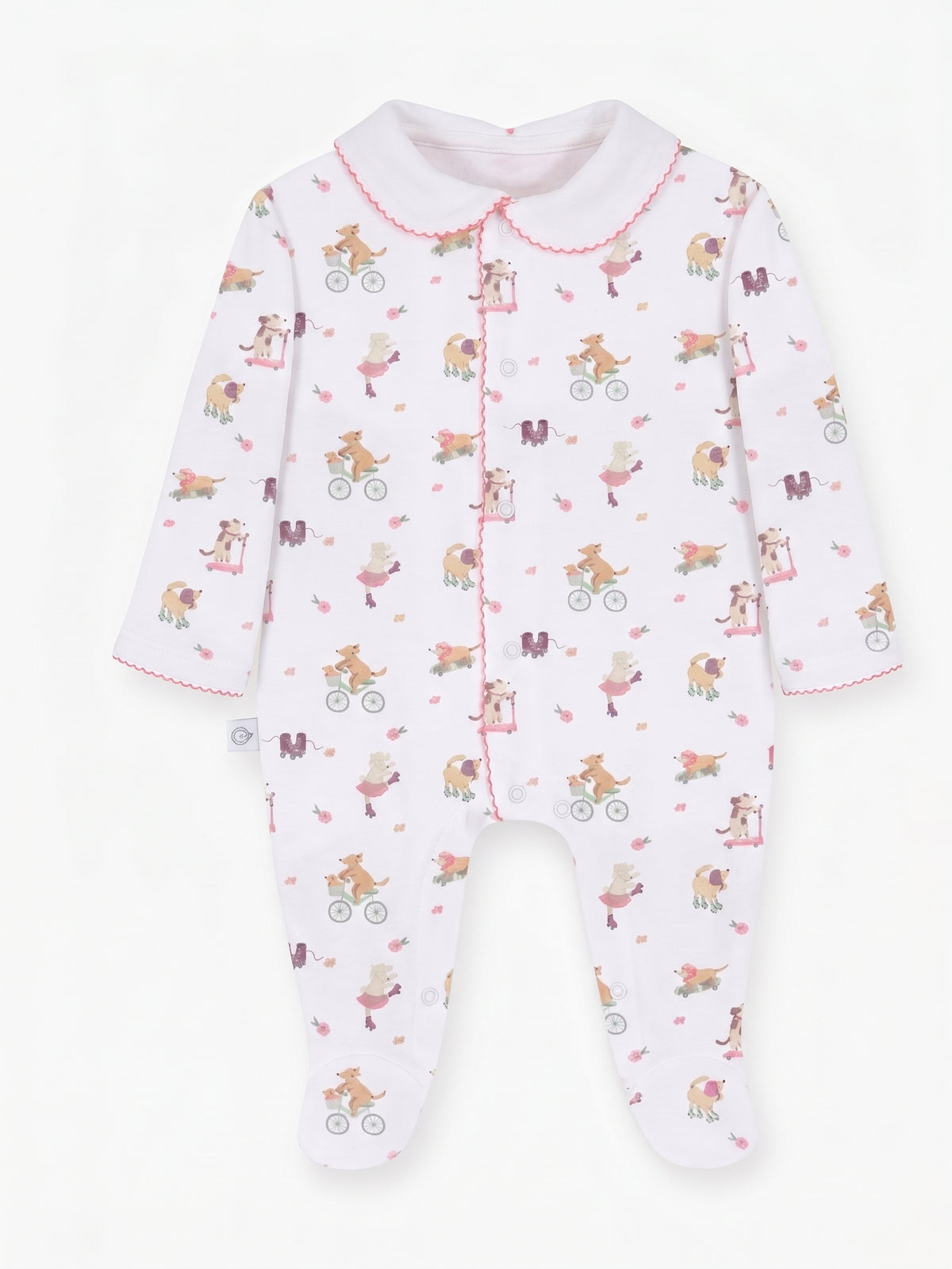 Roller Pups Girl Pima Cotton Baby One-Piece Pajamas