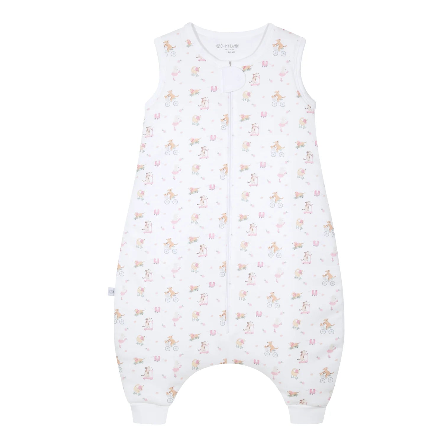 Baby onesie with a floral pattern on a white background