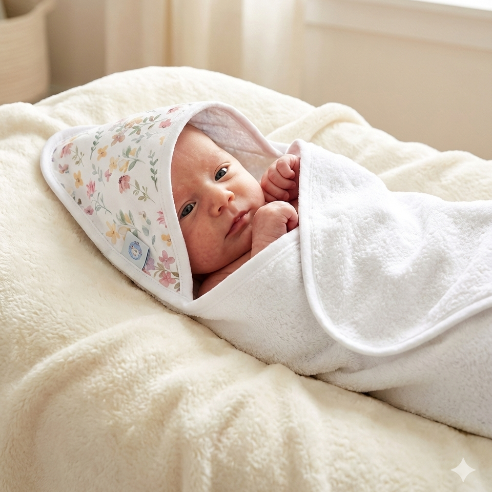 Winter Flowers Pima Hooded Towel