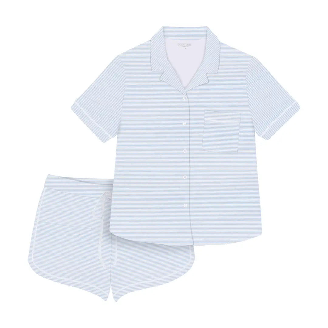 Blue Stripes Woman's Pima Cotton Short Pajama Set
