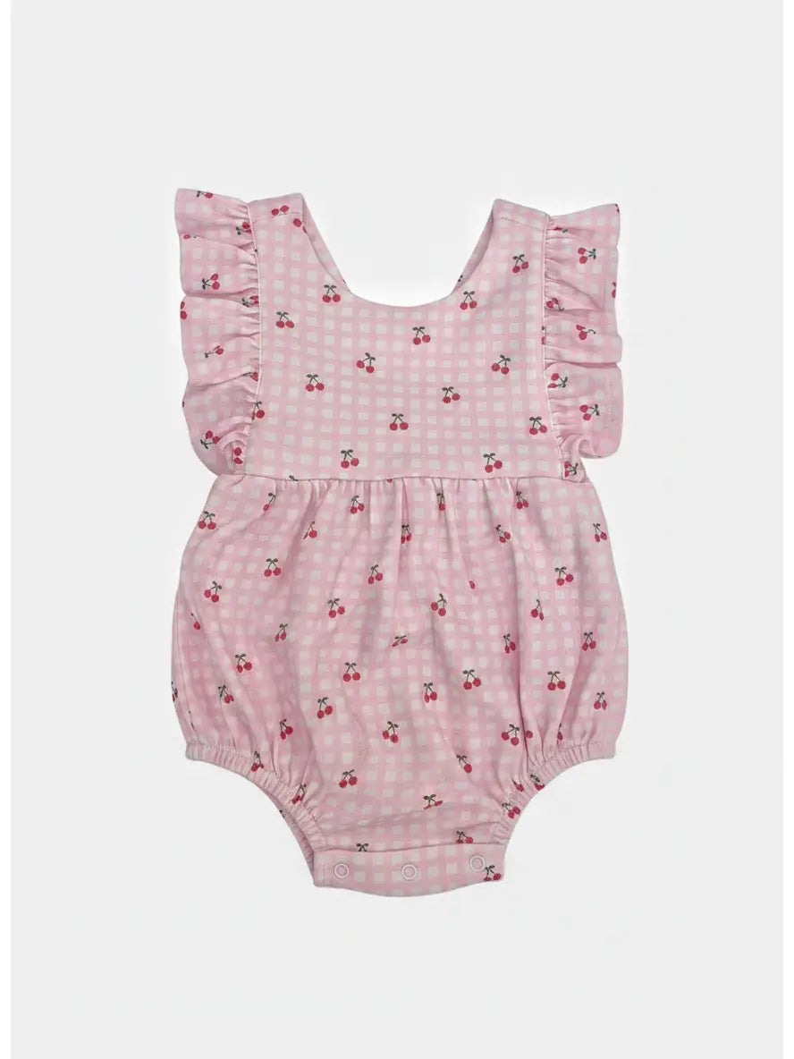 Cherries Pima Cotton Baby Bloomer w/ Cross Straps