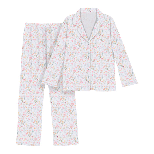 Winter Flowers Woman's Pima Cotton Long Pajama Set