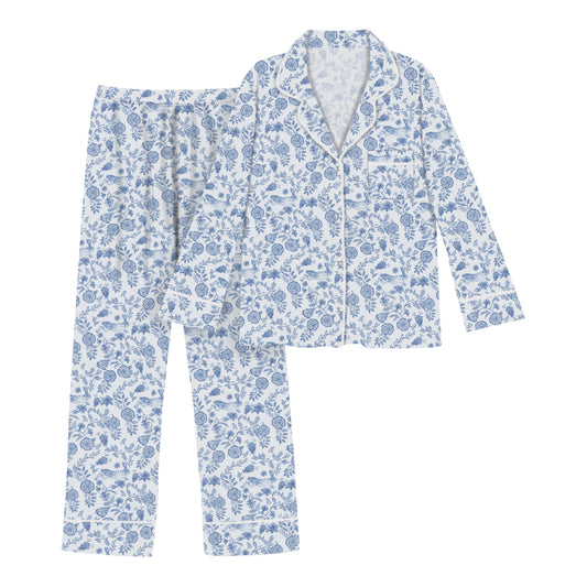 Floral Bunnies Woman's Pima Cotton Long Pajama Set